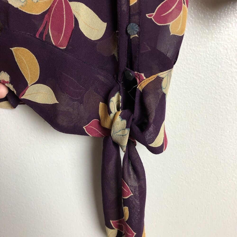 Anthropologie Moulinette Soeurs Blouse Womens 4 Sheer Floral Silk 3/4 Sleeve - Picture 7 of 15